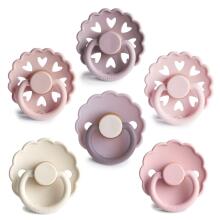 Frigg Pacifiers 4-pack Round Latex/Silicone Art.101873 Blooming Love Пустышка(соска) из 100% натурального каучука/силикон 0-6 мес.(6 шт.)
