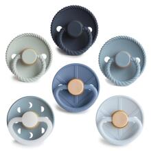 Frigg Pacifiers 4-pack Round Latex/Silicone Art.101869 Endless Sea Apaļš māneklītis (knupītis) no 100% naturāla kaučuka/silikona no 0-6 mēn. (6 gb.)