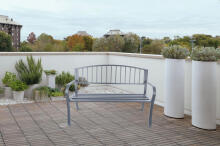Garden bench with backrest, park bench for terrace and balcony, metal construction, graphite