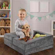 Modulārs saliekams dīvāns bērniem DIY 4 mīkstie spilveni - pelēks ECOTOYS