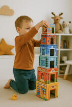 Stacking Tower City Pyramid Sorter with Figures and Vehicles 18 Pieces