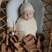 Mushie Ribbed Baby Blanket Blanket Art.101316 Tan Хлопковое одеяло/плед 90x90см