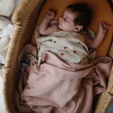 Mushie Ribbed Baby Blanket Blanket Art.101260 Blush Хлопковое одеяло/плед 90x90см