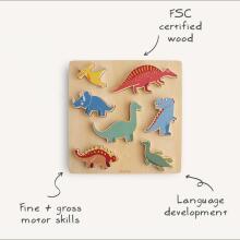 Mushie Wooden Puzzle  Art.101589 Dino Деревянный пазл