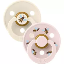 Bibs Studio Colour Round Fusion Art.263671 Bumblebee Ivory Mix Pacifier, 100% natural  6-18  (2pcs)