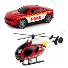 WOOPIE Vehicle Set Tow Truck Fire Truck Helicopter Car Sound Lights
