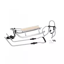 Kunert Sledge Rocker Art.264445 Khaki Bērnu kvalitatīvas koka/metāla ragavas no metāla un koka ar muguriņu un ar stumjamo rokturi un siltu guļammaisu