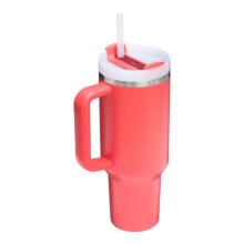 Thermos mug with straw The Quencher H2.O FlowState Tumbler 1.18L coral red-orange