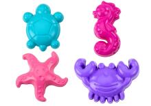 Sea Sand Molds 4 Pieces Crab Turtle Starfish Horse Yellow Green