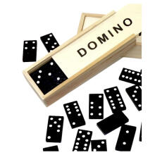 Ģimenes loģikas spēle Domino 32 koka flīzes melnā krāsā