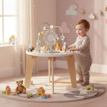 Wooden 5-in-1 Educational Interactive Table for Children Maze Bead Rollercoaster Train Mirror ECOTOYS