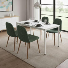 Table for Kitchen Dining Room for 4-5 People Computer Desk 120x60 cm White Marble ModernHome