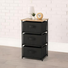 Cabinet shelf organizer, fabric with removable baskets, 3 levels, loft style, black, ModernHome