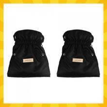 Kruzzel Stroller Handmoof Art.25814 Insulated Black Stroller Muff – 2-Piece Set, Double Gloves with Plush Lining