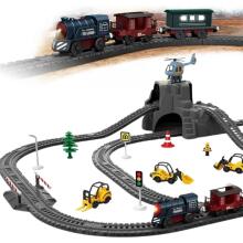 WOOPIE Electric Retro Train Set with Locomotive + 2 Wagons – 76 Pieces