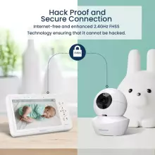 Babysense Video Baby Monitor with 2 Cameras Art.HDS2 Video-aukle ar LCD displeju ar 2 kamerām, bez Wi-Fi, dalītu ekrānu un naktsgaismas ierīci