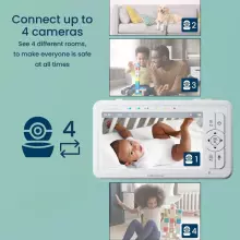 Babysense Video Baby Monitor with 2 Cameras Art.HDS2 Video-aukle ar LCD displeju ar 2 kamerām, bez Wi-Fi, dalītu ekrānu un naktsgaismas ierīci