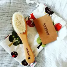 Haakaa Wool Baby Hair Brush Art.SGE012 Mīksta matu suka ar dabīgiem sariem,2 gab