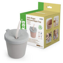 Haakaa Silicone Sippy Cup Art.BHK151-SG Suva Grey  Силиконовая обучающая кружечка с соломкой, 150 мл.