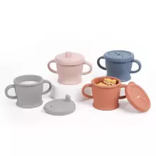 Haakaa Silicone Sip-N-Snack Cup   Art.BHK125-B Blue  Silicone container with Click Lock