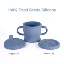 Haakaa Silicone Sip-N-Snack Cup   Art.BHK125-B Blue  Silicone container with Click Lock