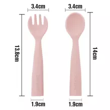 Haakaa Silicone Cutlery Set Art.UTE74-BH Blush Набор столовых приборов из силикона