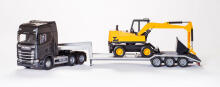 EMEK Scania S Melns iekrāvējs ar ekskavatoru, mērogs 1:25, 98 cm