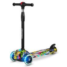 Ricokids Piko Three-Wheeled Scooter - Black with Colorful Patterns