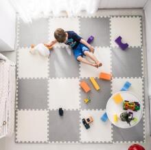 Большой пенопластовый коврик, пазлы Ricokids 60x60 см 4 штуки белый и серый