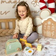 WOOPIE GREEN Wooden Toaster Breakfast Set with Accessories 14 pcs. FSC