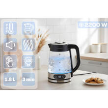Glass Electric Kettle with Temperature Control 1.8L 2200W Berdsen BD-715