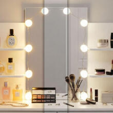Large Makeup Vanity Table with Mirror and LED Lighting, 3 Light Modes, Brightness Adjustment ModernHome