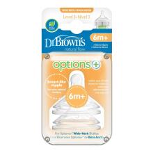 Dr. Brown's WN3201 Wide Neck Nipple Level 3 for OPTIONS+ Bottles 2-Pack