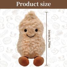 16 cm zemesriekstu mīkstā rotaļlieta, zemesriekstu plīša lelle ar smaidošu seju, jautrs zemesriekstu plīša lācītis ar kājām, dekorācija un dāvanu ideja dzimšanas dienai un ballītei