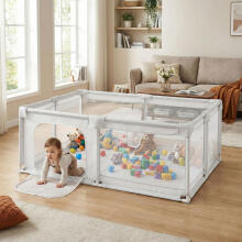 Baby Basics Playpen XXL Art.273350 Детский игровой манеж 160x200 см Сухой шариковый бассейн Игровая зона Серый с сумкой для переноски ECOTOYS