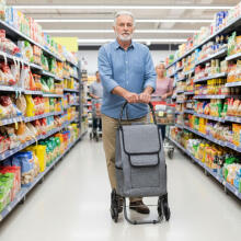 Shopping Trolley with Bag 33 Liters Triple Wheels Additional Pockets ModernHome