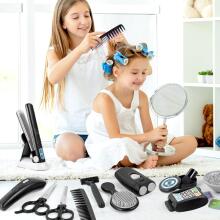 Hairdressing Set for Children Art.274435  Friziera komplekts ar matu fēnu, skuveklis, matu taisnotājs salonam, bērnu friziera soma