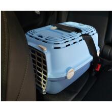Transportēšanas būris Horizon 1 ar plastmasas durvīm 48x32x30cm rozā/pelēks 