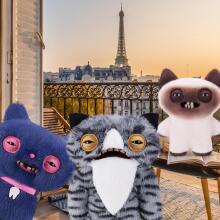 Fuggler Alley Cats (Wide Eyed Cat) – Funny Ugly Monster Plush Toy with Human-Like Teeth