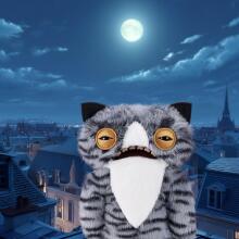 Fuggler Alley Cats (Wide Eyed Cat) – Funny Ugly Monster Plush Toy with Human-Like Teeth