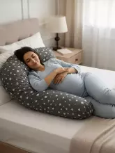 La Bebe™ Moon Cotton Maternity Pillow Art. 30579834 Nordic Cats. Liels spilvens grūtniecēm ar memory putām (īpaši mīksts un kluss pildījums, kas pielagojas ķermenim)