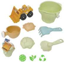 WOOPIE GREEN Sand Set + Excavator in Bucket 7 pcs. BIODEGRADABLE ORGANIC MATERIAL
