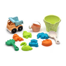 WOOPIE GREEN Sand Set in a Bucket with Car 11 pcs. BIODEGRADABLE ORGANIC MATERIAL