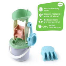 WOOPIE GREEN Sand Set in a Bucket with a Reel 9 pcs. BIODEGRADABLE ORGANIC MATERIAL