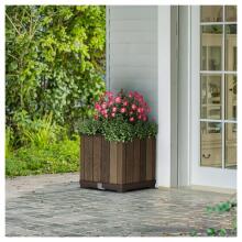 Deco Square Planter Walnut Flower Pot