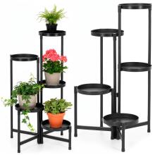 Flower stand 78.5 cm metal flower stand with 5 shelves multi-level loft for living room black