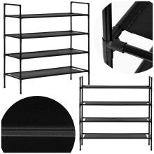 Shoe rack, 4-tier shoe rack, metal cabinet with shelves, 75x72x28 cm, black