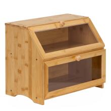 Two-level bread bin, closed, bread cabinet, bread container, bamboo