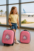Unicorn Suitcase+Backpack  Art.BC-ROZ-004  Čemodans ar riteņiem+soma