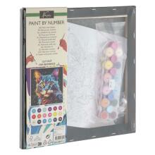 Moxy värvi numbrite järgi Kass mustal põhjal 30 x 30 cm